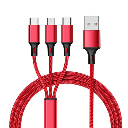 Baitong is suitable for iphone Android nylon braided usb cable metal one-to-one three-in-one data cable 