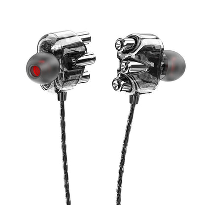 Transparent In-Ear Headphones Explosive Private Model Dual Dynamic Coil Dual Speakers Smart Phone Headphones Wire Control Tuning 