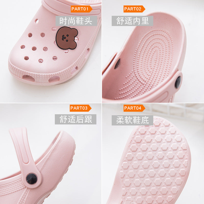 New hole shoes female summer fashion girl cute outerwear beach sandals Baotou shoes non-slip slippers female 