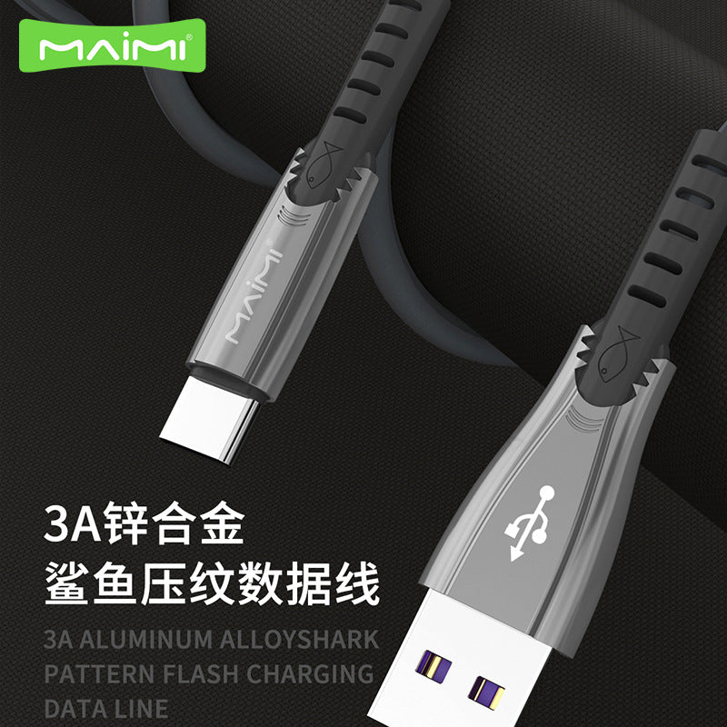 Android Type-C 3A flash charging s8 data cable အတွက် သင့်လျော်သော Mai Mi X28 ဇင့်အလွိုင်း အမြန်အားသွင်း အိုင်ဖုန်းကြိုး