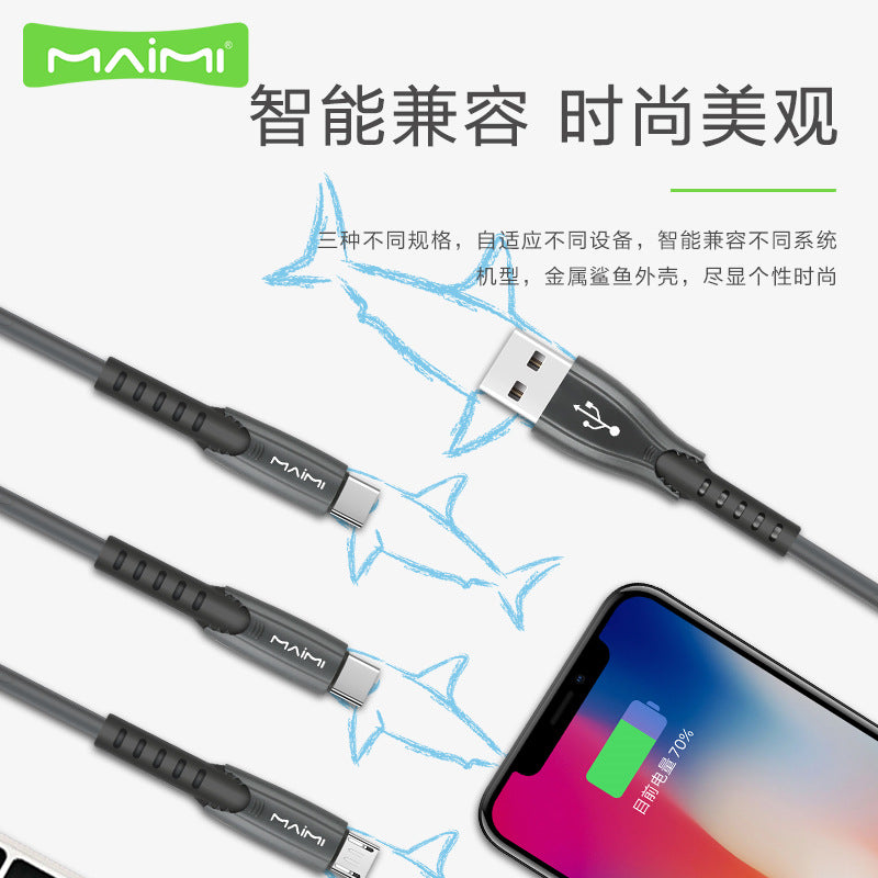 Android Type-C 3A flash charging s8 data cable အတွက် သင့်လျော်သော Mai Mi X28 ဇင့်အလွိုင်း အမြန်အားသွင်း အိုင်ဖုန်းကြိုး