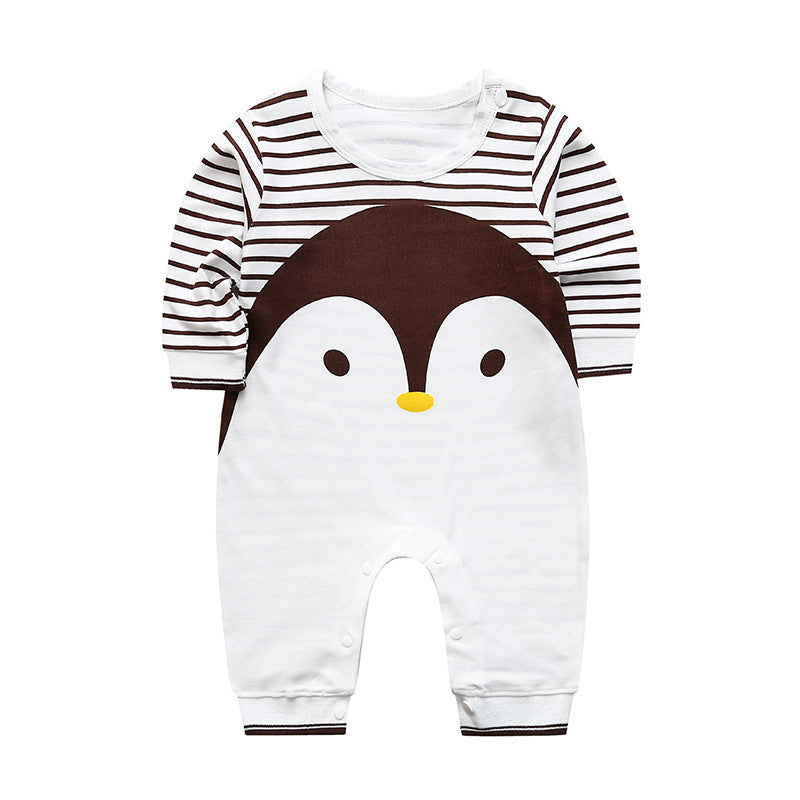 2022 Spring and Autumn Newborn Pure Cotton Clothes Baby Onesies Baby Long-Sleeved Harness Cartoon Romper Long-Sleeved Pajamas 