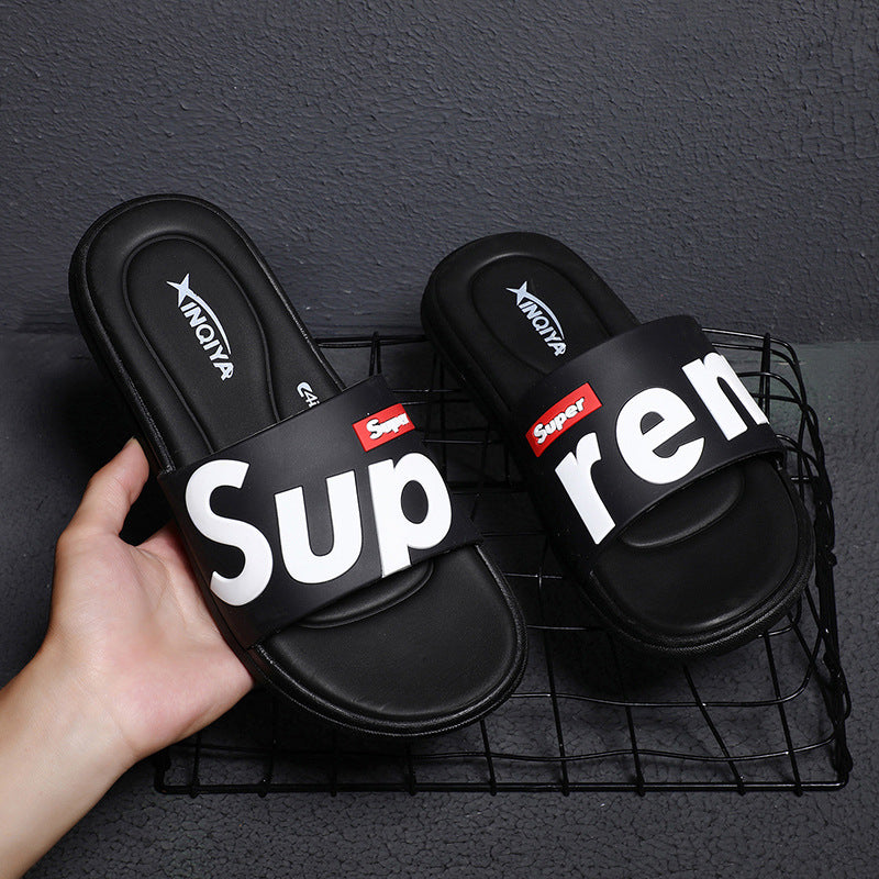 New style men's slippers, summer tide, Korean version, fashion, all-match personality, indoor and outdoor, beach couples, one word sandals and slippers for men 