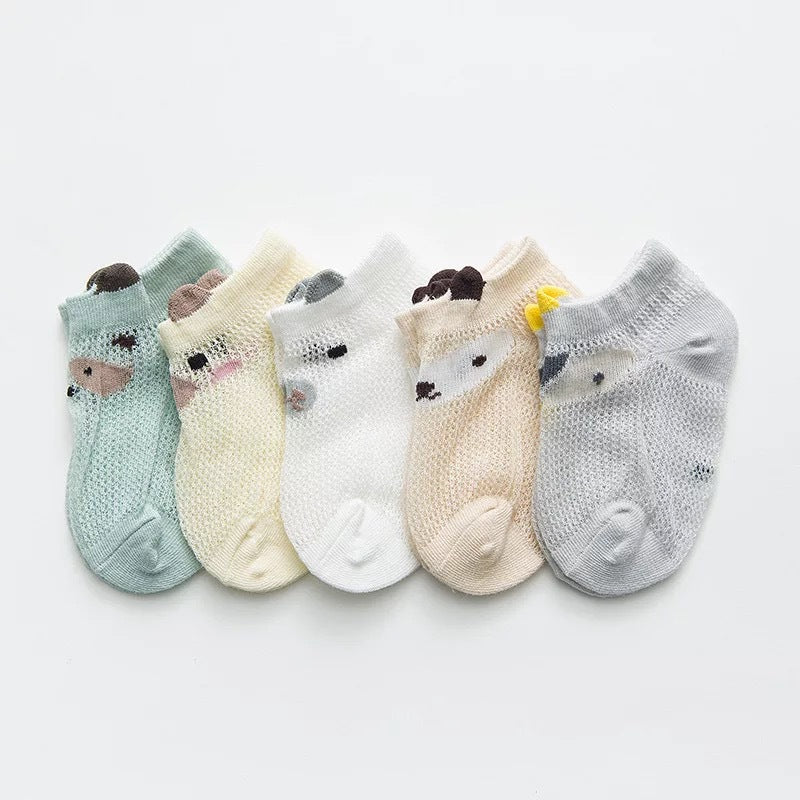 2023 Manufacturer children's socks spring and summer cotton baby socks mesh thin breathable ice silk men and women candy color 