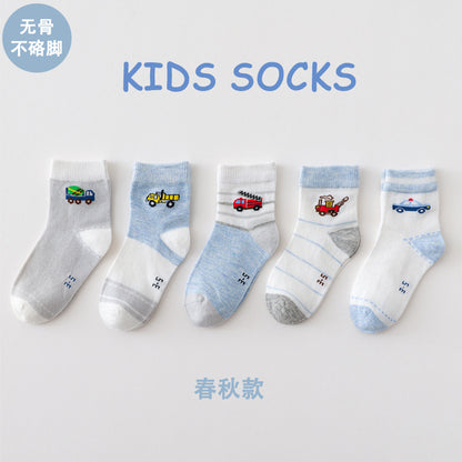 2023 Manufacturer's Boneless Seam Socks Children's Socks Spring and Summer Men's and Women's Children's Socks Spring and Autumn Cotton Mesh Breathable New Products 