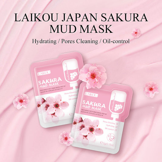 Laiko Cherry Blossom Mud Mask Bag 1 piece 5g သည် ချွေးပေါက်များကို သန့်စင်စေပြီး ထုတ်လုပ်သူကိုယ်စား အသားအရေထိန်းပစ္စည်းများကို စိုစွတ်စေပါသည်။ 