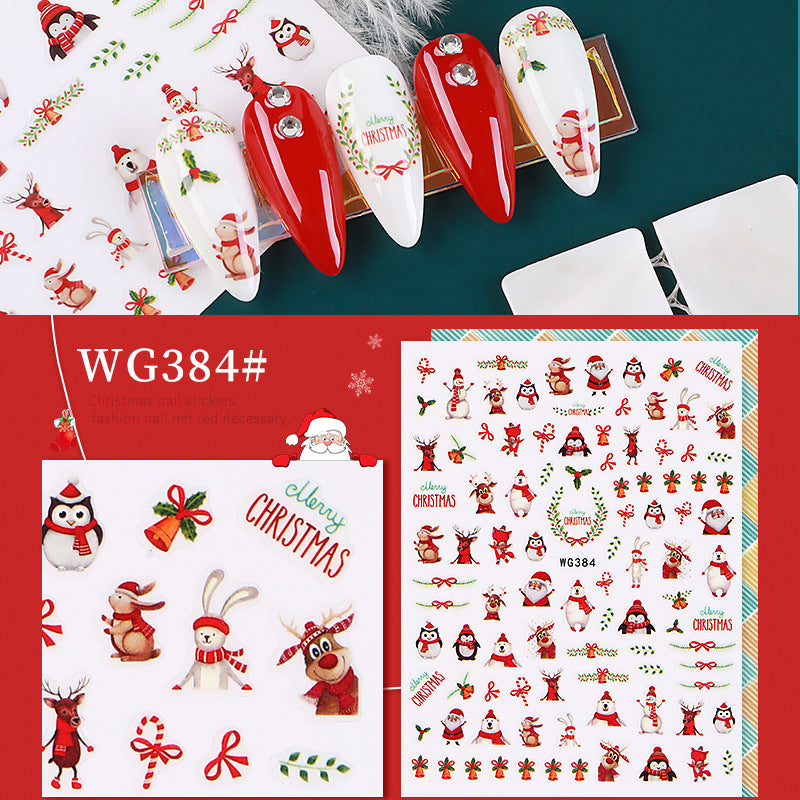 Nail art Christmas stickers 3d Christmas series cartoon nail stickers snowflake stickers nail art stickers Christmas nail stickers