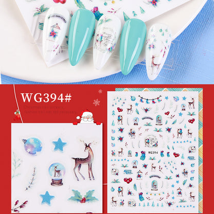 Nail art Christmas stickers 3d Christmas series cartoon nail stickers snowflake stickers nail art stickers Christmas nail stickers