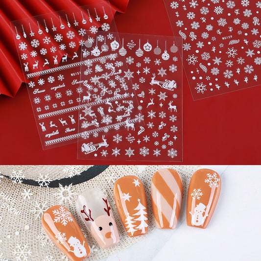 New snowflake nail art stickers white Christmas snowflake hot stamping nail art decals nail stickers nail art accessories