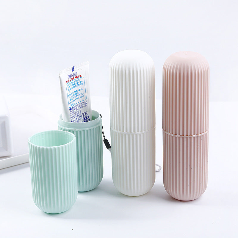 Travel toothbrush box, vertical stripes, portable mouthwash cup, brushing cup, toothbrush box, tooth cylinder, toothpaste storage tube 