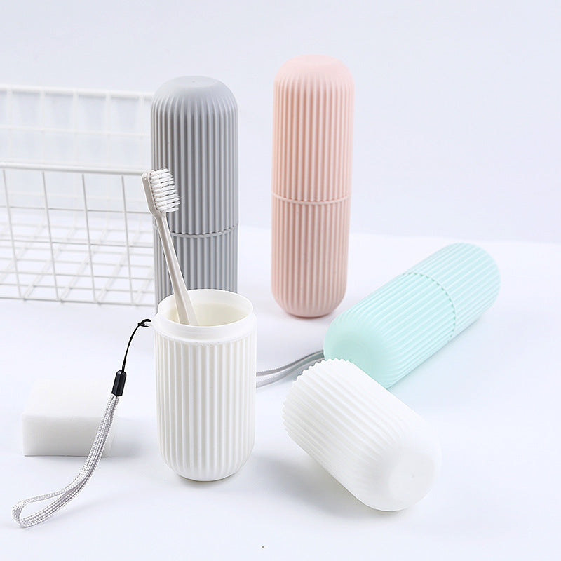 Travel toothbrush box, vertical stripes, portable mouthwash cup, brushing cup, toothbrush box, tooth cylinder, toothpaste storage tube 