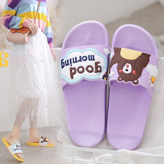 Slippers women's summer indoor home anti-slip wear-resistant soft bottom bathroom bath ins girl heart cute home sandals and slippers 