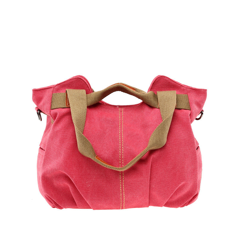 Korean style fashion versatile casual one-shoulder cross-body handbag new retro trendy casual canvas bag women's bag 