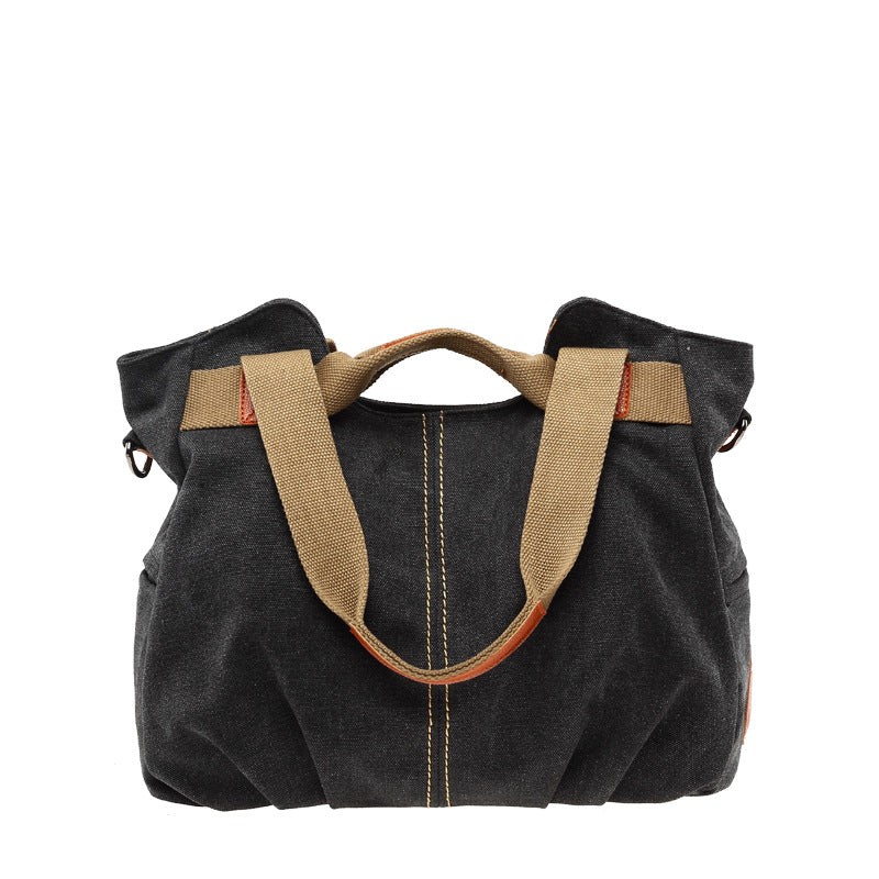 Korean style fashion versatile casual one-shoulder cross-body handbag new retro trendy casual canvas bag women's bag 