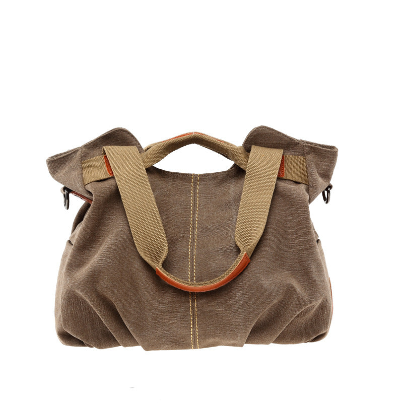 Korean style fashion versatile casual one-shoulder cross-body handbag new retro trendy casual canvas bag women's bag 