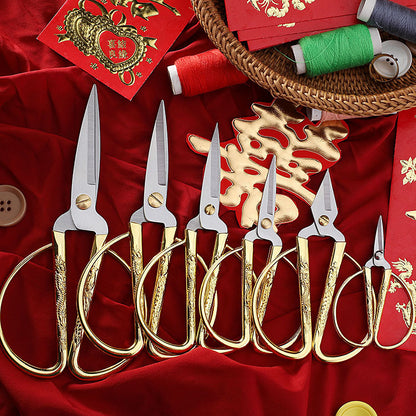 Stainless steel dragon and phoenix scissors household dragon and phoenix scissors small scissors gold scissors handmade tailor scissors gold ribbon cutting scissors 