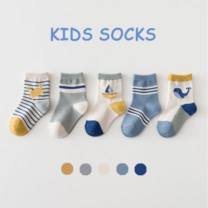 Children's socks mid-tube type A cotton baby socks unisex ocean cartoon spring autumn winter style breathable wholesale dropshipping 