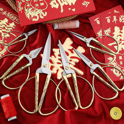 Stainless steel dragon and phoenix scissors household dragon and phoenix scissors small scissors gold scissors handmade tailor scissors gold ribbon cutting scissors 