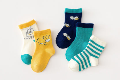 Spring, Autumn and Winter New Medium Tube Cotton Baby Socks Cartoon Cute Breathable Warm Infant Socks Wholesale Thickening 