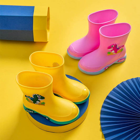 Children's rain boots women's fleece warm detachable water shoes non-slip waterproof rain boots young children's baby boy boots 