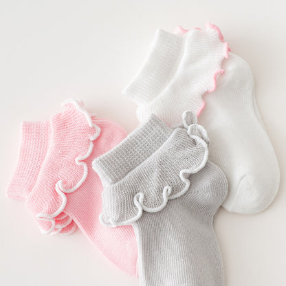 2023 children's socks spring, autumn and winter new mid-tube lace baby girl baby socks Japanese and Korean sweet princess cotton manufacturer 