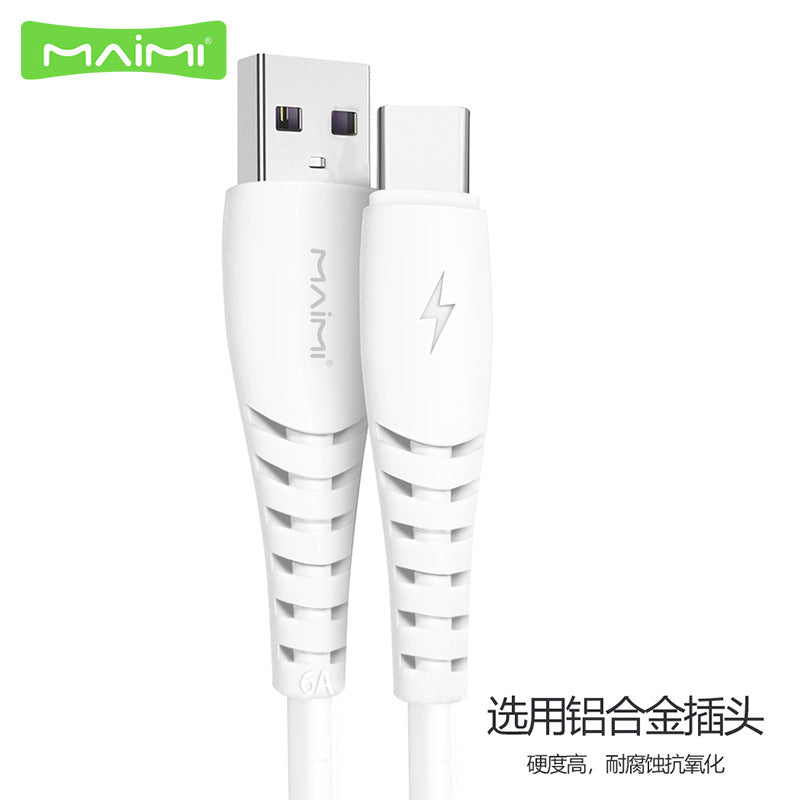 Maimi X39 သည် iPhone Android Type-C အမြန်အားသွင်းခြင်း 6A အတွက် သင့်လျော်သော 2 မီတာ အားသွင်းကြိုး flash အားသွင်းဒေတာကြိုး