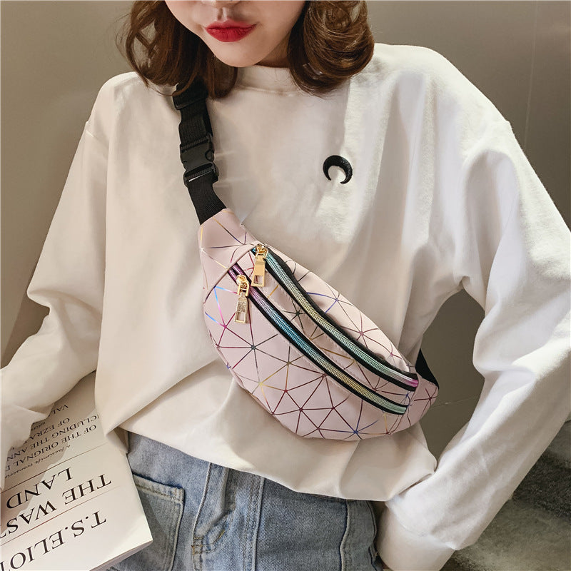 Fashion women's bag new Korean version personalized laser waist bag multi-functional women's crossbody bag sports mobile phone bag for women 