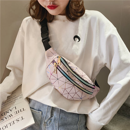 Fashion women's bag new Korean version personalized laser waist bag multi-functional women's crossbody bag sports mobile phone bag for women 