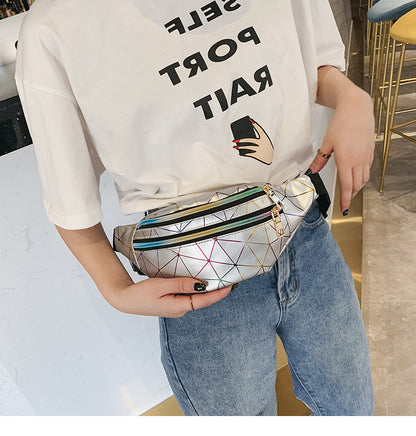 Fashion women's bag new Korean version personalized laser waist bag multi-functional women's crossbody bag sports mobile phone bag for women 