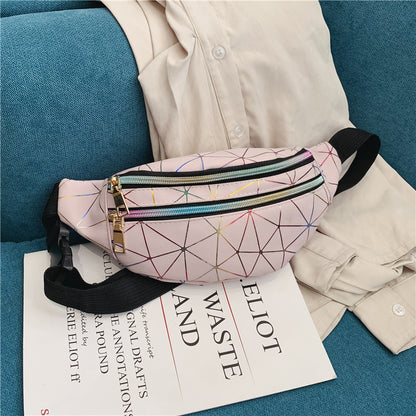 Fashion women's bag new Korean version personalized laser waist bag multi-functional women's crossbody bag sports mobile phone bag for women 