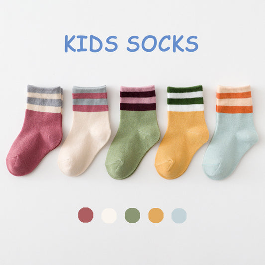 Autumn and winter new striped color matching unisex socks for boys and girls baby socks warm, comfortable, breathable and trendy socks cute 