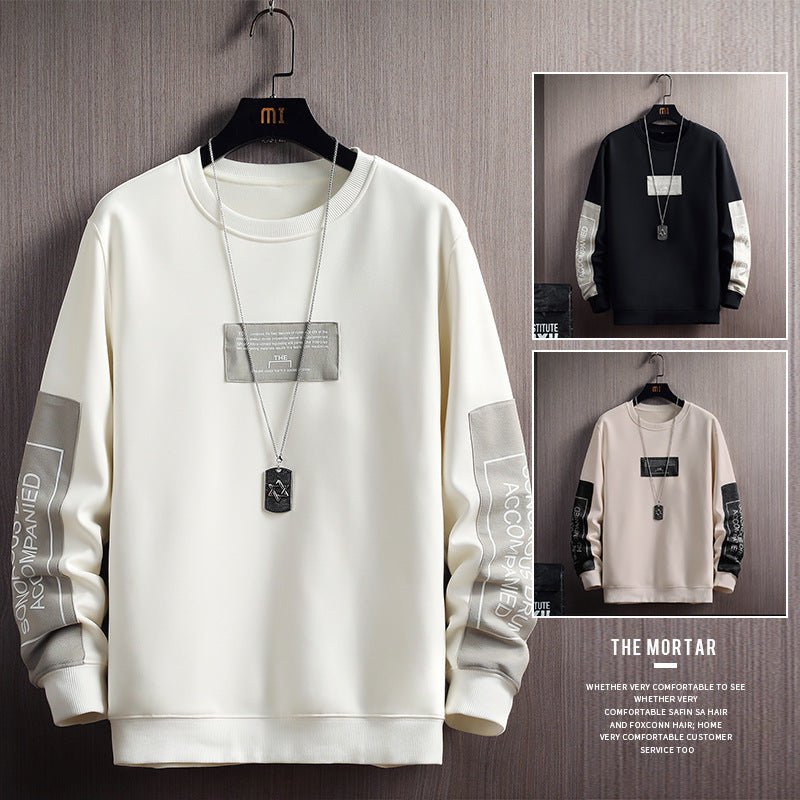 2022 new autumn Korean style trendy round neck sweater men's jacket bottoming shirt autumn clothes long-sleeved T-shirt men's sweater 