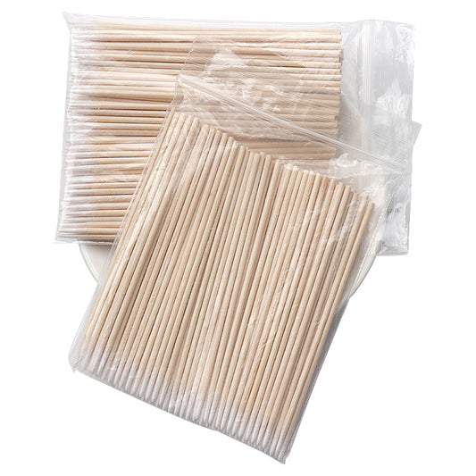 Wholesale tattoo tools disposable wooden pointed cotton swabs bag 100 pcs/pack eyelash pointed cotton swabs 