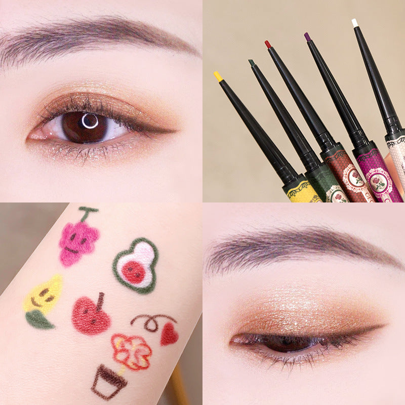 Gemeng color eyeliner pencil ultra-fine waterproof non-smudged white brown pseudo plain eyeliner pen for beginners 