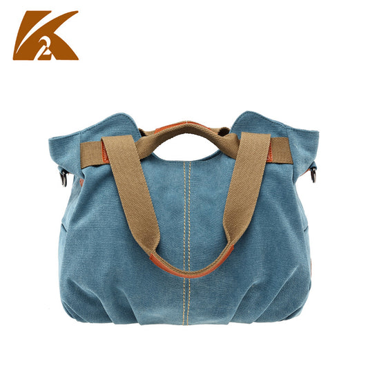 Korean style fashion versatile casual one-shoulder cross-body handbag new retro trendy casual canvas bag women's bag 