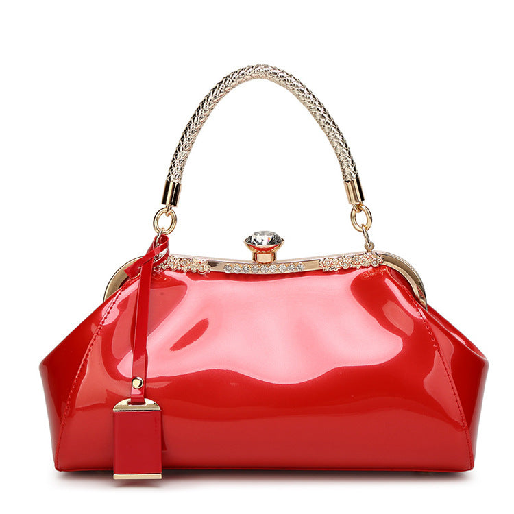 2023 Fashion Patent Leather Glossy Women's Bag Red Bride Wedding Attractive Handbag Women's One Shoulder Crossbody Bag Guangzhou 