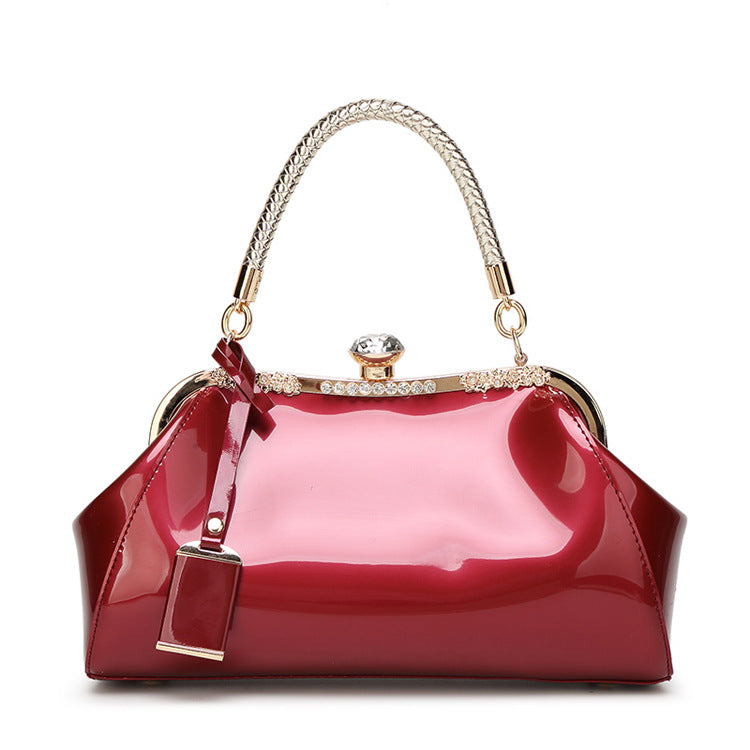 2023 Fashion Patent Leather Glossy Women's Bag Red Bride Wedding Attractive Handbag Women's One Shoulder Crossbody Bag Guangzhou 