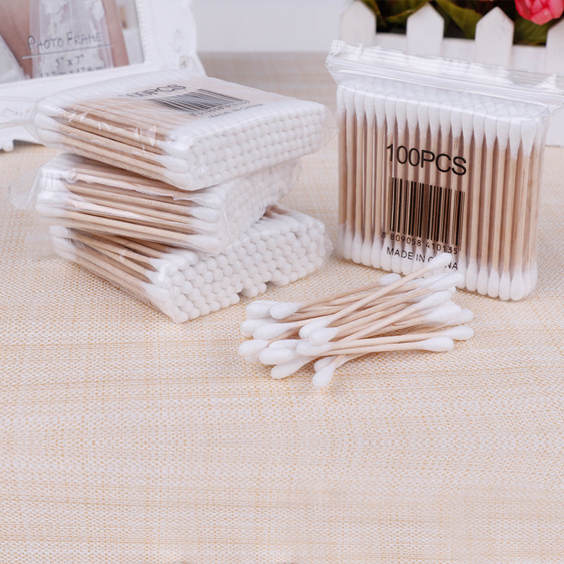 Cotton Swab ထုတ်လုပ်သူ နှစ်ထပ်စွန်းချည် swab အလှကုန် ချည် swab 100 အပိုင်းပိုင်း 100PCS/480 အထုပ်/သေတ္တာ သန့်ရှင်းရေး tampon swab လက်ကား