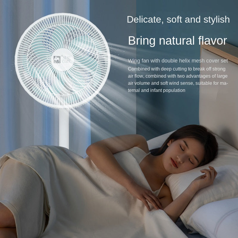 Camel electric fan household floor fan table vertical shaking fan remote control light sound air circulation flat fan 