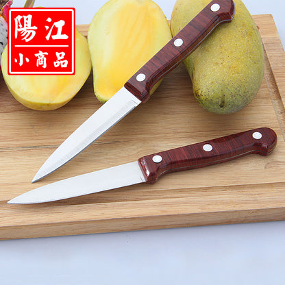 Street stall supply binary store fruit knife wood grain stainless steel peeling knife household knife vegetable and fruit peeling knife wholesale 