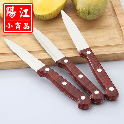 Street stall supply binary store fruit knife wood grain stainless steel peeling knife household knife vegetable and fruit peeling knife wholesale 