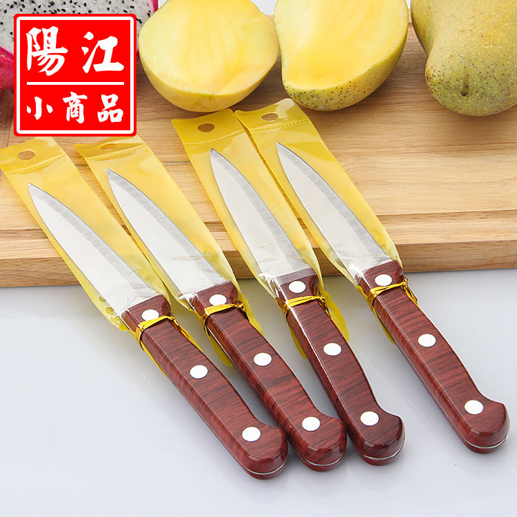 Street stall supply binary store fruit knife wood grain stainless steel peeling knife household knife vegetable and fruit peeling knife wholesale 