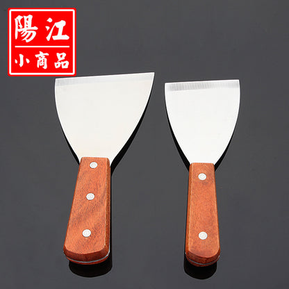 Spot wooden handle Teppanyaki frying spatula chef's special steak spatula small oblique mouth pancake spatula stainless steel Pisa spatula 