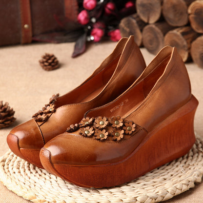 Manufacturers 2019 spring and summer new women's shoes muffin thick bottom original handmade genuine leather women's shoes factory direct sales 