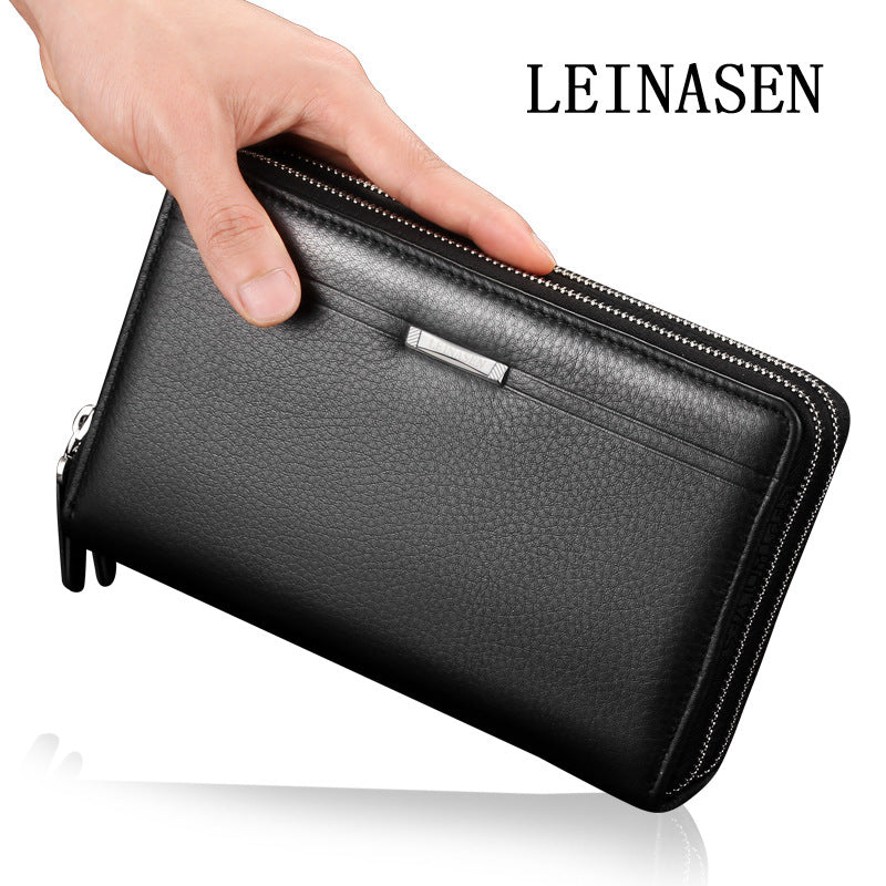 Foreign trade men's bag multi-card men's clutch bag double zipper long wallet business clutch bag men's clip bag handbag 