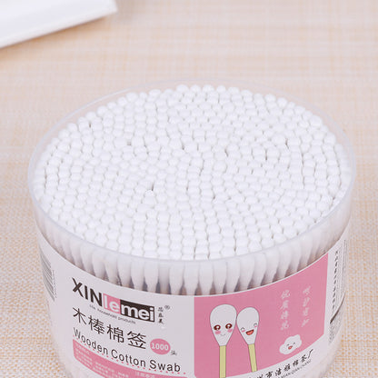 [Xinlemei] Free shipping 500 pieces/box of cotton swabs manufacturer disposable bamboo stick cotton swabs round box cosmetic cotton swabs 