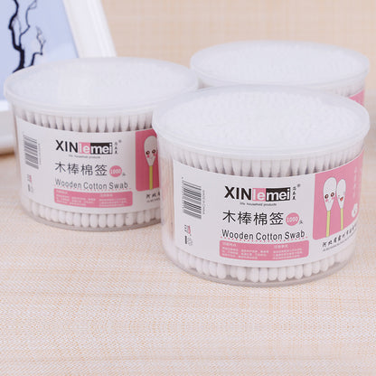 Shipping [Xinlemei] round box of 500 cotton swabs, disposable bamboo swabs, cotton swabs, cosmetic cotton swabs