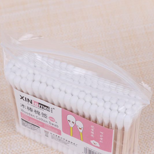 80 cotton swabs factory disposable makeup cotton swabs double-ended bamboo stick cleaning cotton swabs bagged and boxed manufacturer wholesale 