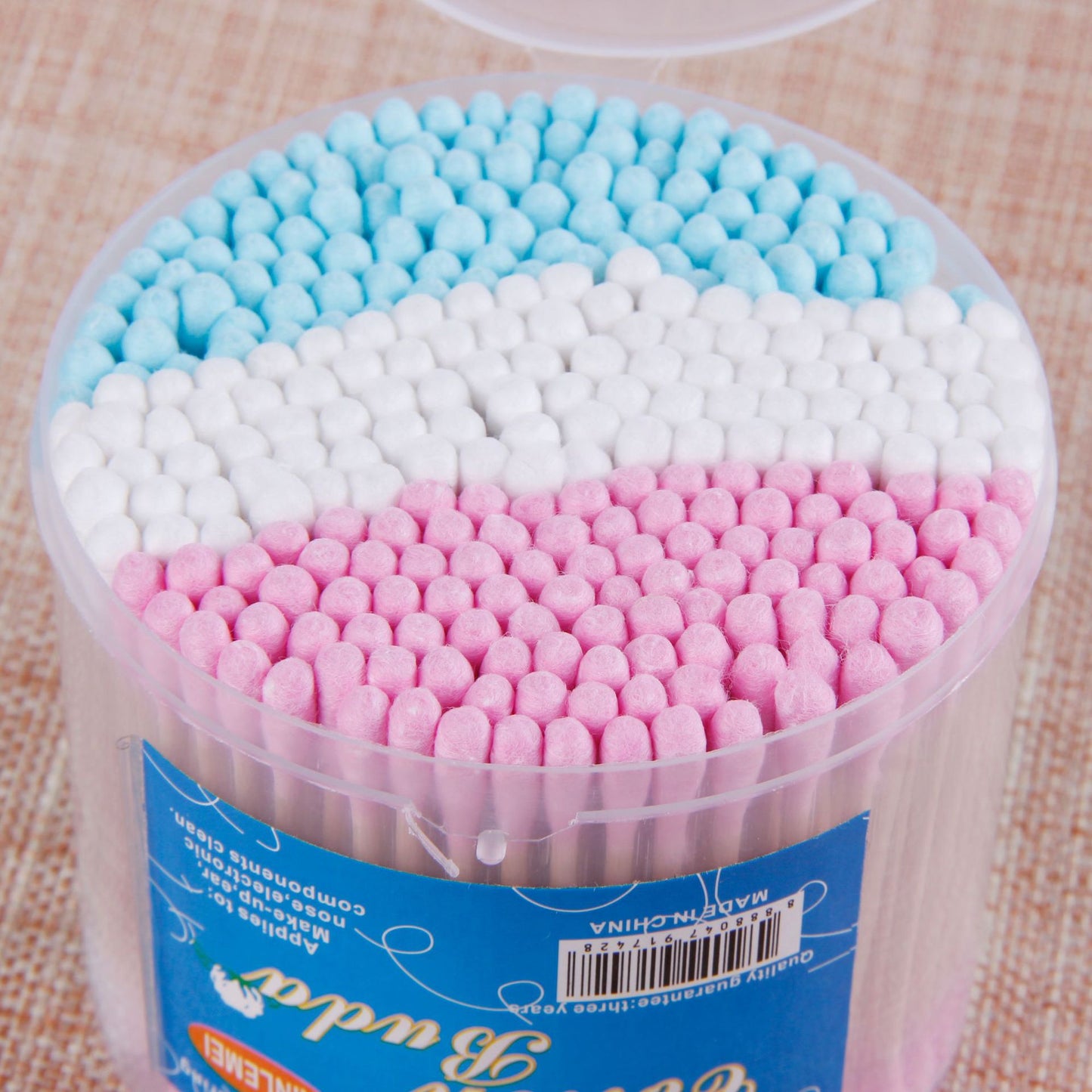 [Xinlemei] Colored cotton three-color round box, 300 colorful bamboo sticks and cotton swabs, disposable makeup cleaning cotton swabs 