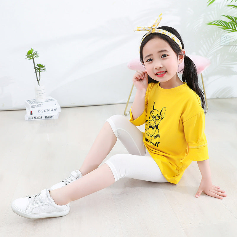 Summer girls' leggings spring and summer modal girls' black children's leggings white children's dance pants 